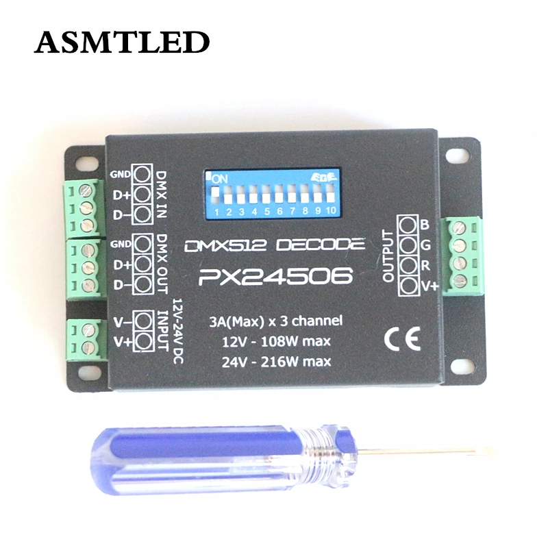 DC12 24V 9A 216 Вт Высокая мощность PX24506 DMX512 декодер драйвер цифровой усилитель сигнала