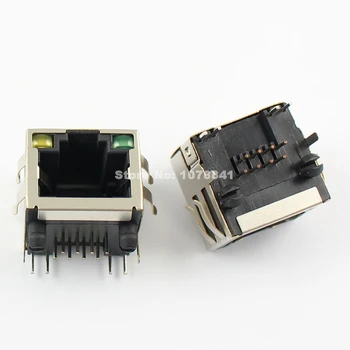 

100 Pcs Per Lot RJ-45 RJ45 Jack with LEDs Stacked Shielded Series