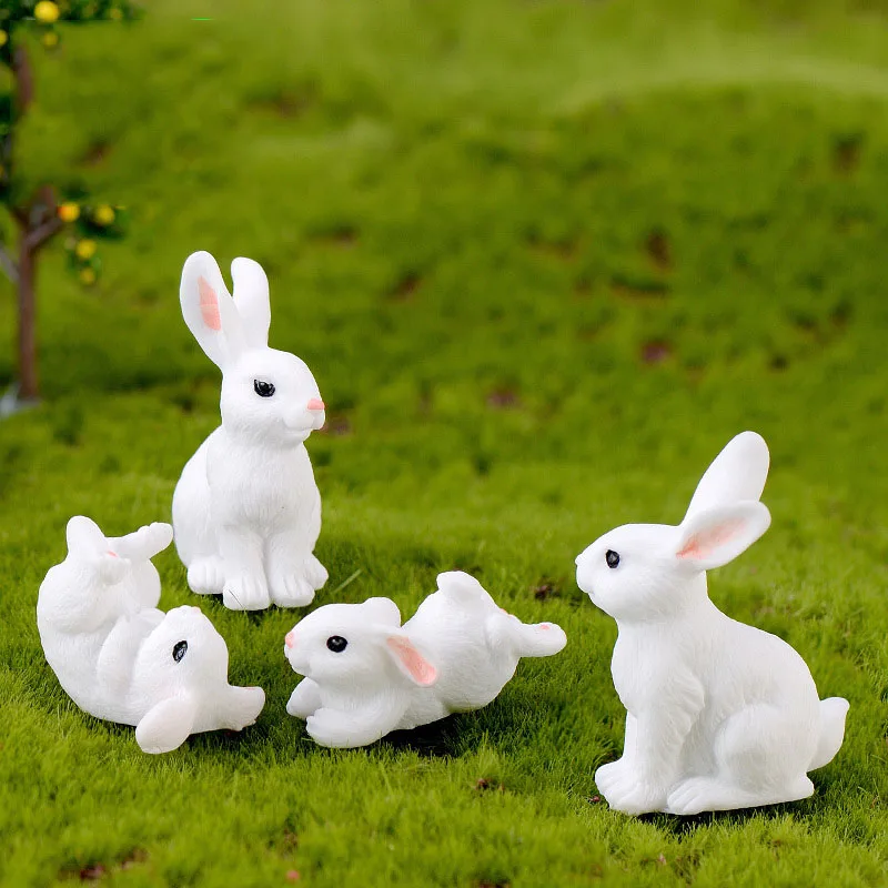 

Cute Rabbit PVC Figurines Craft Decorative Ornaments for Bonsai Home Table Decoration Miniature Figurines Garden Decoration
