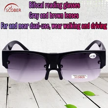 = Scober многофункциональные бифокальные Солнцезащитные очки для чтения с дальним рядом и двойным использованием серые и линзы с регулируемым носиком+ 1+ 1,5+ 2+ 2,5 до+ 4