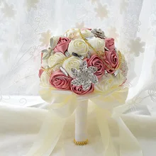 В Потрясающие Свадебные цветы Белый невесты свадебные букеты Искусственные розы свадебный букет