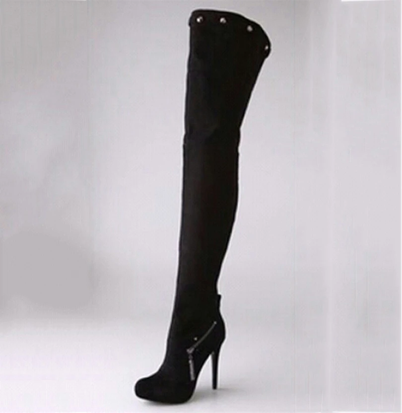 Womens Boots 2017 New Fashion Woman Shoes Sexy Black High Heel Women Winter Boots Over The Knee Boots Size 4-15