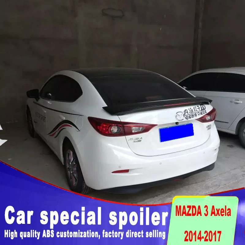 

Stop light punching install rear trunk roof wings 3 spoiler for 2014 2015 2016 2017 to up mazda 3 by primer or black white paint