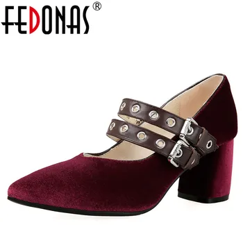 

FEDONAS High Quality New Sexy Women Sandals Retro Buckles Autumn New Shoes Woman High Heels Wedding Shoes Pumps Party Shoes