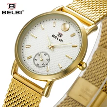 BELBI Scorching Sale Metal Mesh Ladies Watch Waterproof Quartz Women Watches Elegant Style Gown Analog Wristwatch Relogio Feminino