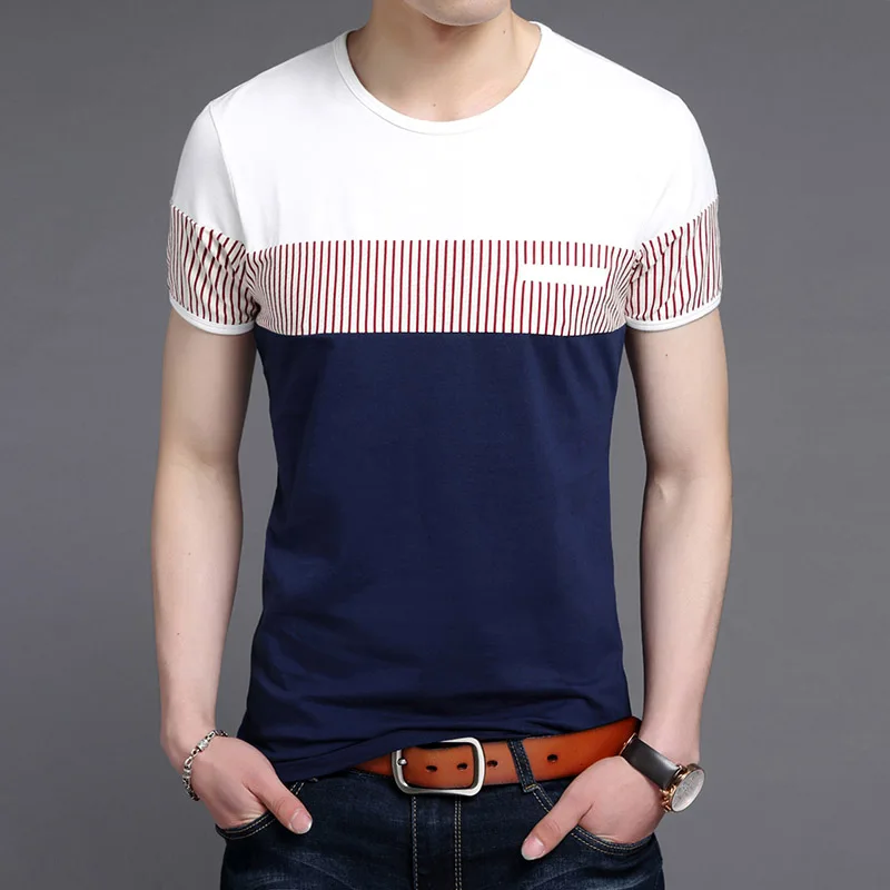 Новинка, модная брендовая мужская футболка с о-образным вырезом, летняя уличная одежда, топы, тренды, подарок бойфренду, Корейская футболка с коротким рукавом, мужская одежда - Цвет: Синий