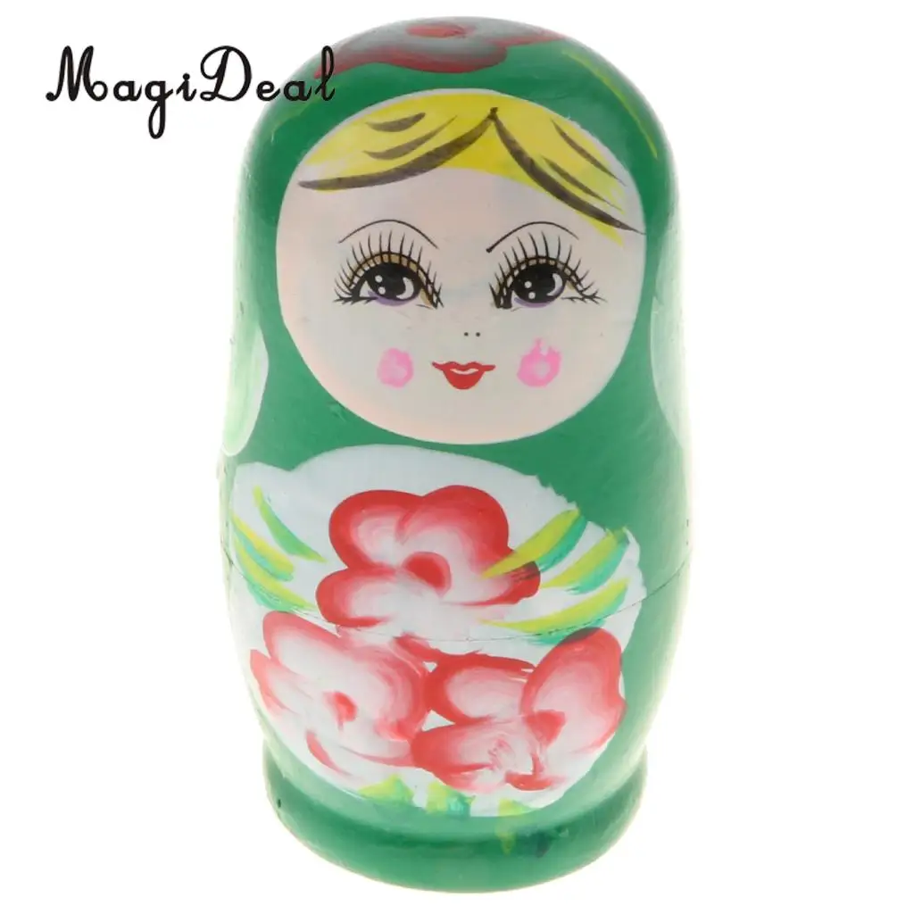 5PCS Wooden Russian Nesting Dolls Matryoshka Stacking Nested Dolls Toys Christmas Gifts Home Decoration for DIY Hand Painted