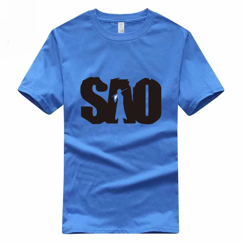 Аниме Sword Art Online SAO забавная футболка из хлопка, европейский размер, летняя повседневная футболка с круглым вырезом для мужчин и женщин GMT019