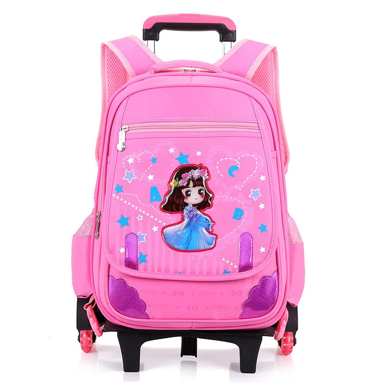

2019 Removable Children School Bags with 2/3 Wheels Child Trolley Backpack Kids Wheeled Bags Girls waterproof Bookbag