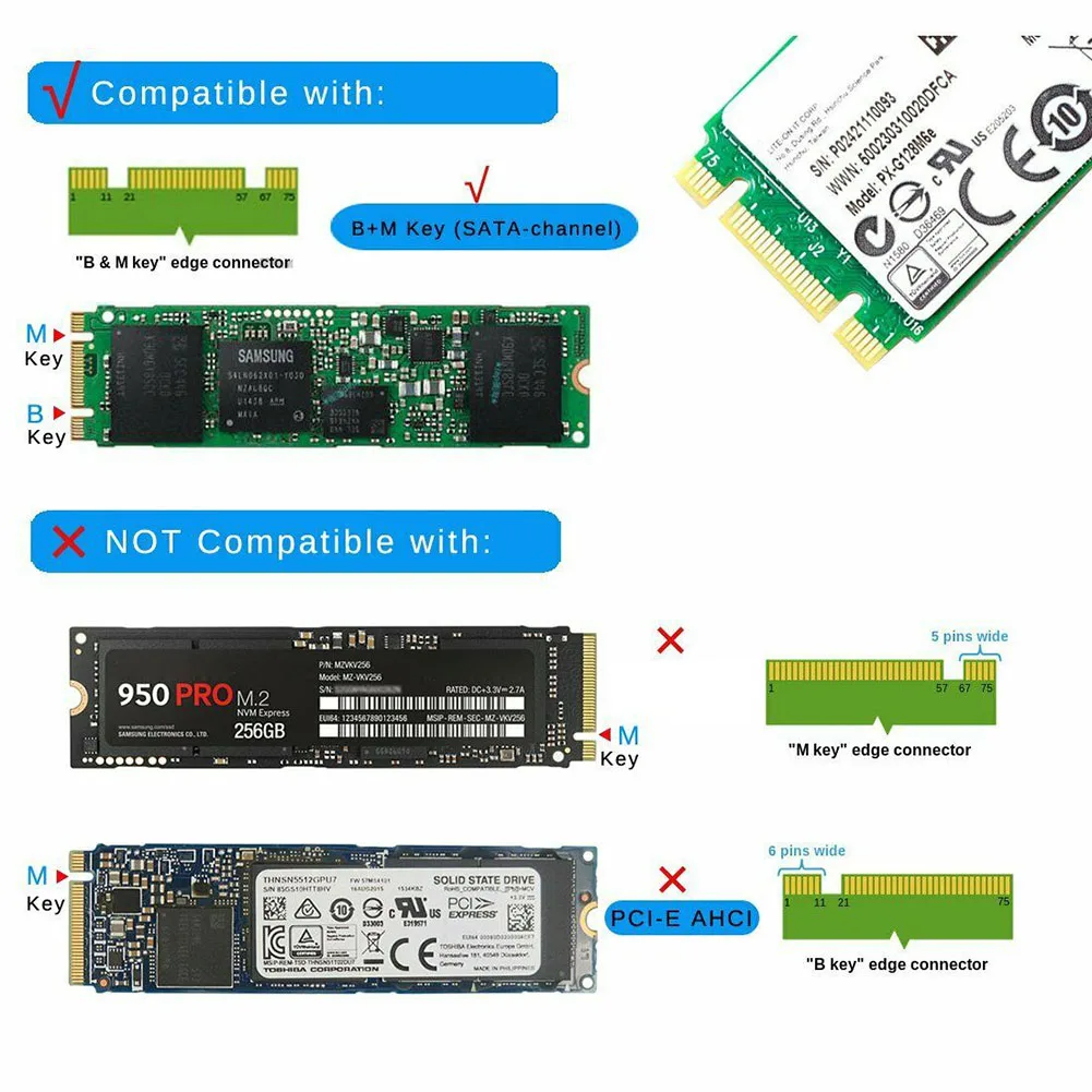 

M.2 NGFF SSD to SATA3 SSD Converter Adapter Card M.2 B KEY to 2.5SATA Port New Arrival
