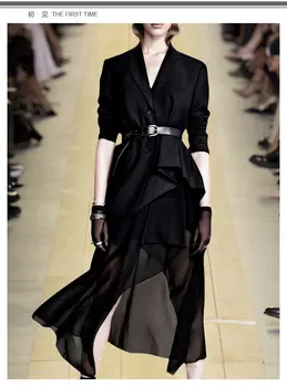 

The new autumn and winter women s fashion small jacket half black two pieces skirt suit