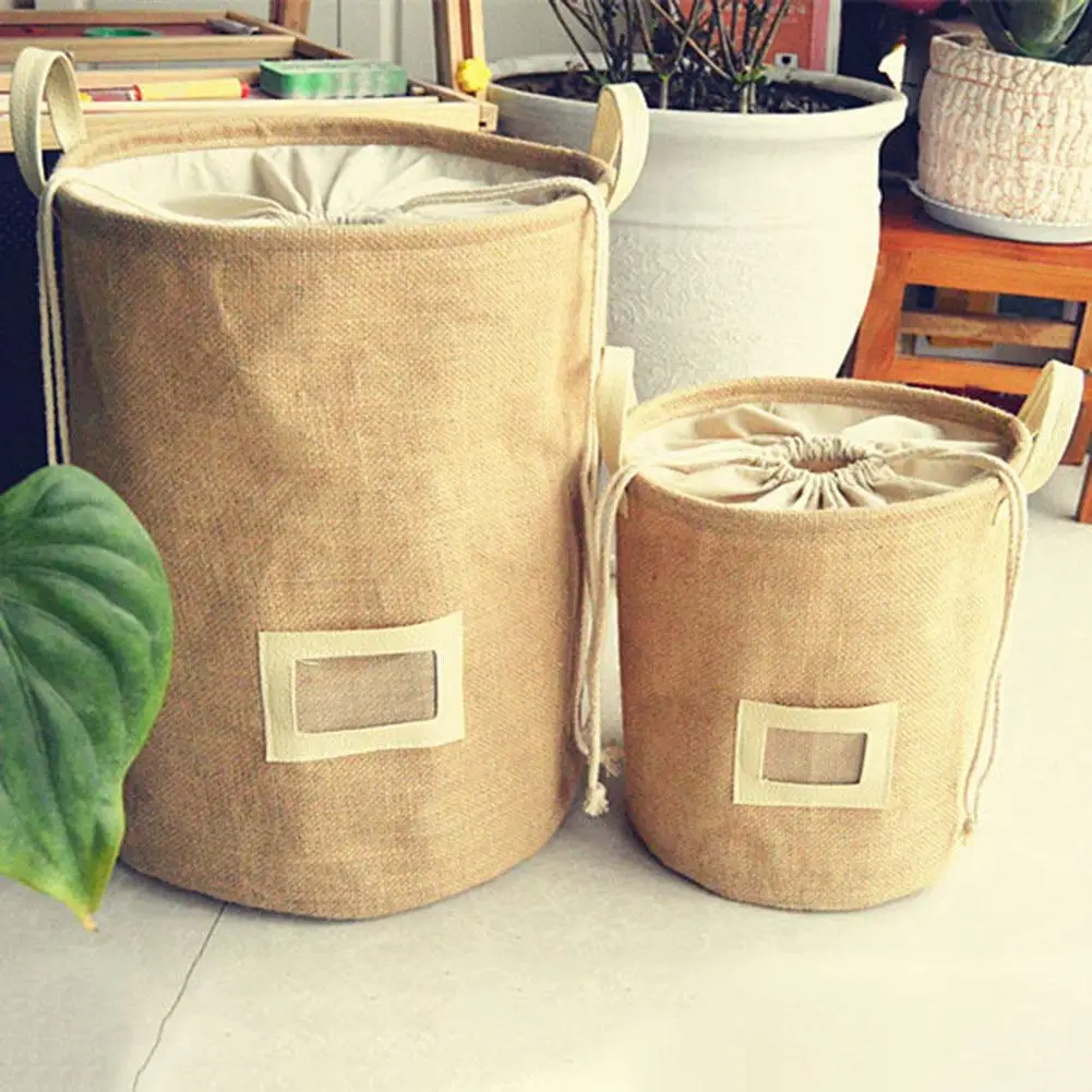 

Household Drawstring Laundry Basket Dirty Clothes Toy Storage Bucket Organizer