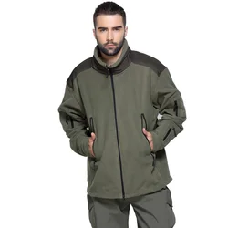 Chaqueta polar térmica con costuras gruesas para hombre, abrigo de empalme transpirable y cálido con múltiples bolsillos, para montar al aire libre y escalar, Otoño e Invierno