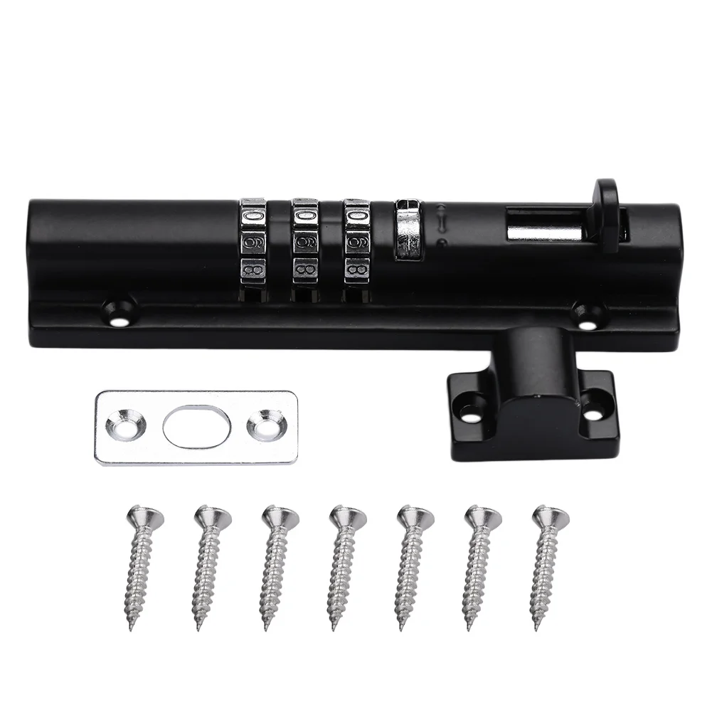 

Durable Door Bolt Latch Lock Sliding Lock Windows Equipment Black Zinc Alloy Practical Portable