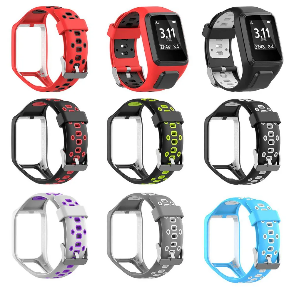 

Soft Strap Silicone Watch Band Watchstrap For Tomtom 3/2 Runner Watch Wrist Strap for TomTom 2/3 Multi Sport / Cardio GPS Watch