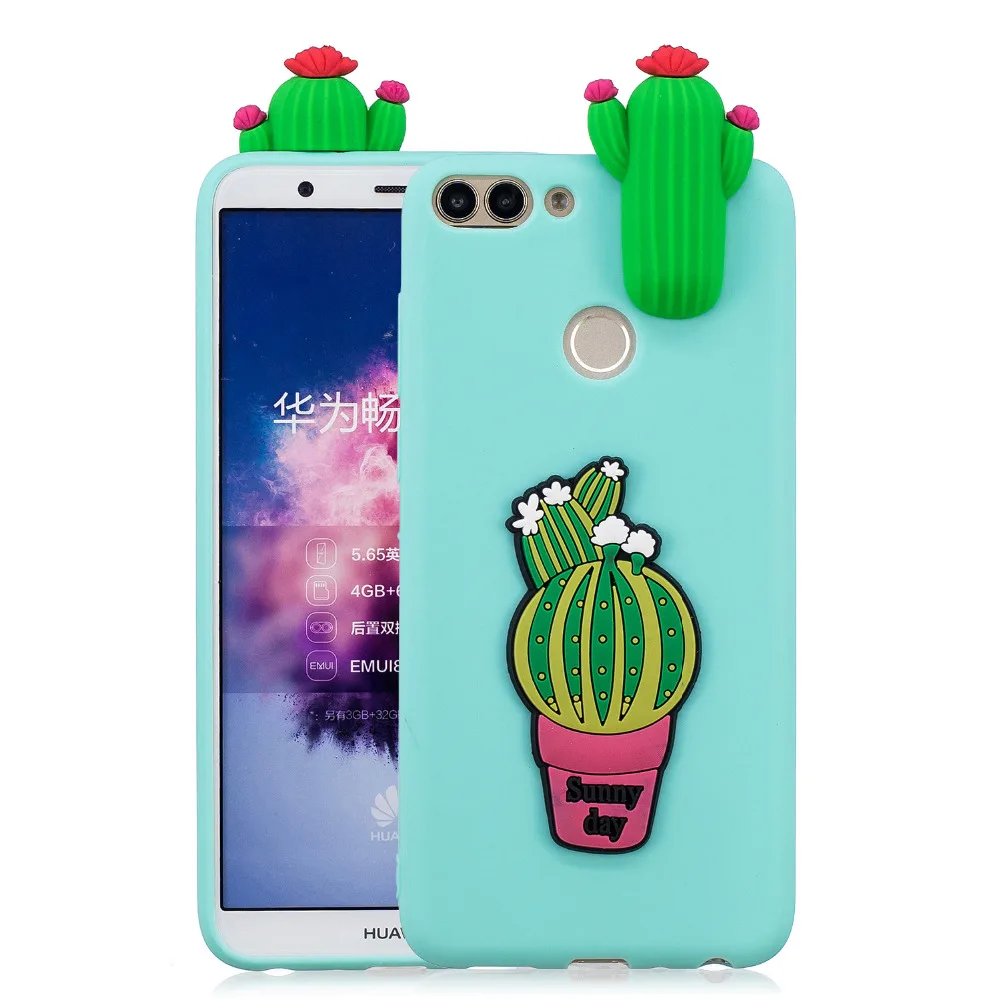 P Smart case on for Fundas Huawei Enjoy 7S case Coque Huawei P Smart case cover 3D Unicorn Panda Soft Silicone Phone cover case