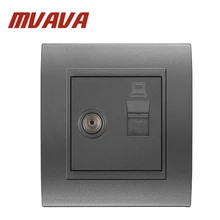 MVAVA компьютера и стена под телевизор розетка электрические RJ45 блестящее полотно+ ТВ антенна настенная розетка коаксиальный сетевую розетку