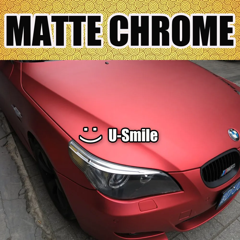 

Flexible Matte Chrome Red Car Vinyl Red Matte Chrome Car Wrap Matte Chrome Red Car Film Air Free Car Wrapping Size:1.52M x 20M