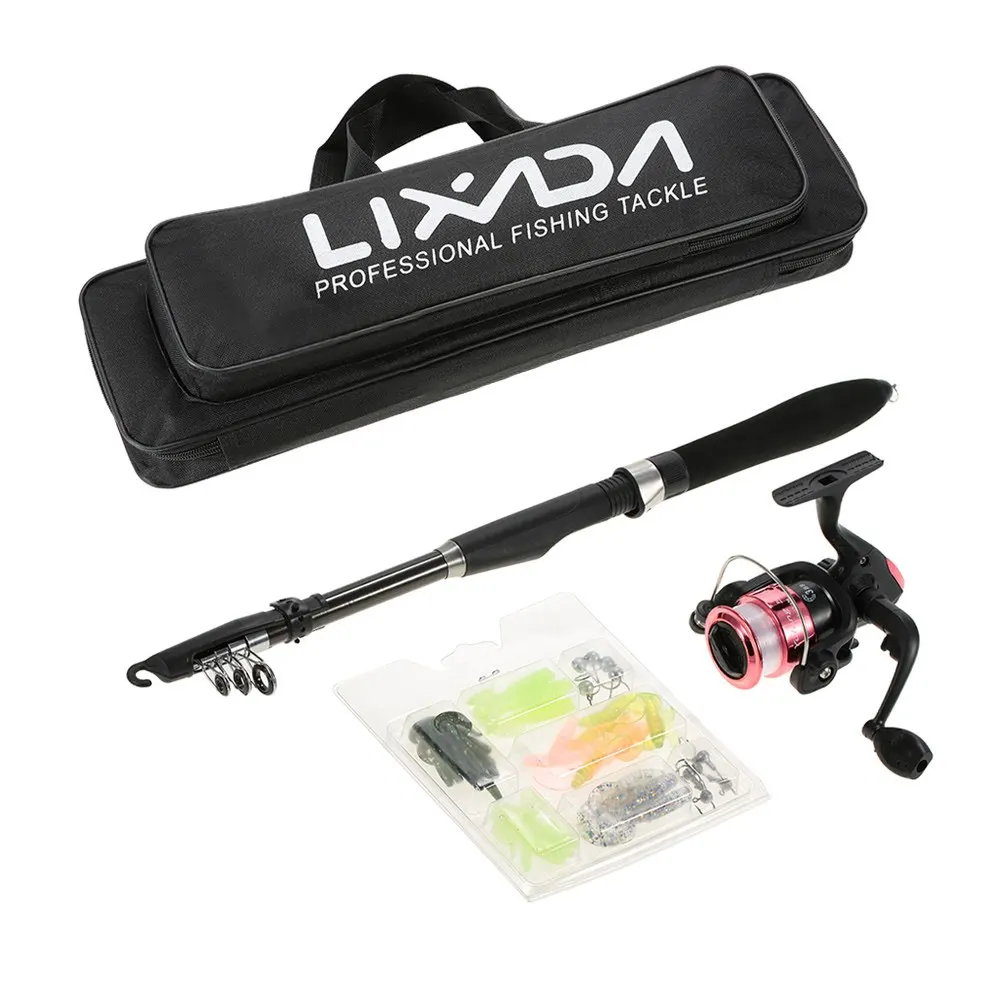 Lixada 1.6 m الصيد رود كومبو بكرة الصيد الطعم حقيبة الصيد معالجة مجموعة كيت المحمولة إغراء قضيب بكرة مجموعة Pesca