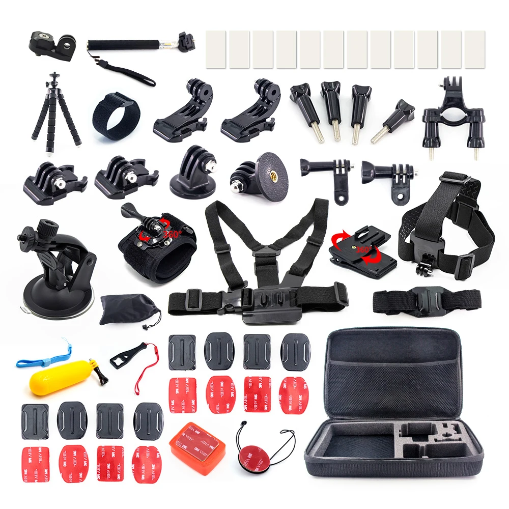 

For Go Pro Accessories Kit Mount Tripod Strap Monopod Clip for GoPro hero Session 5 4 3 SJCAM SJ4000 xiaomi yi 4k eken h9 Camera