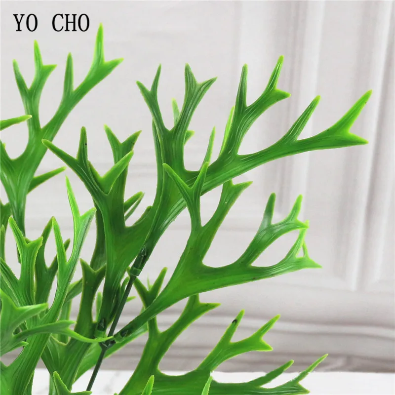 7one Artificial Antler Leaf Fake Flocking Deer Horn Plant Plastic Greenery 38cm for Green Wall Decoration Grass (6)