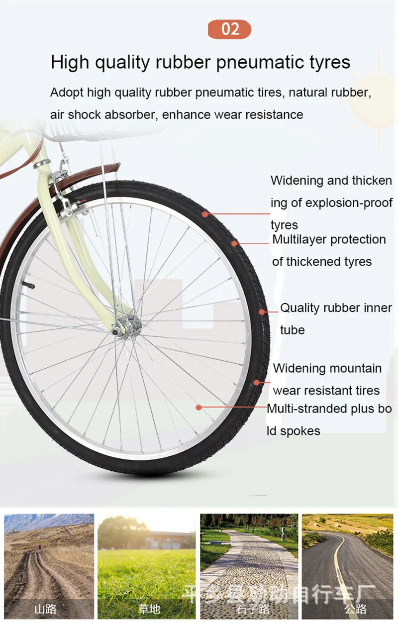 Clearance 24-Inch Adult Bicycle Men And Women Variable Speed Commuter Bike City Retro Portable Step Princess Student 2