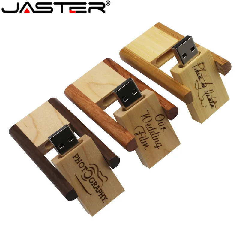 

JASTER(over 10PCS free logo)3 colors Rotate USB 2.0 External Storage thumb drive 4GB 8G 16GB 32GB 64GB wooden usb free shipping
