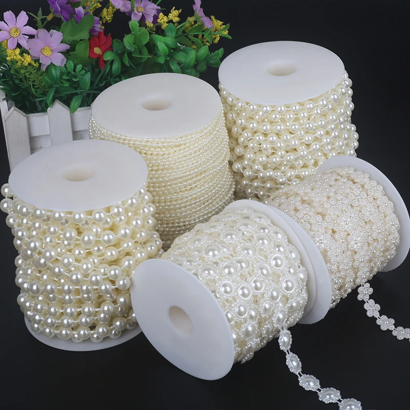 1 Roll 10mm 10m Imitation Pearl Beads Line Chain DIY Garland Wedding Decoration