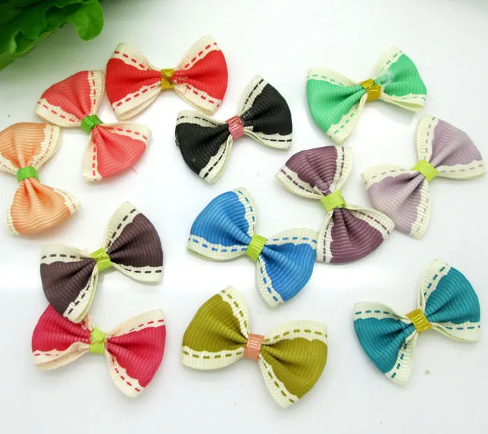 

50pcs Mixed Baby Satin Ribbon Bowknot Stripe Hair Clips Applique DIY Craft Wedding Bow Tie Scrapbooking Decoration 3.5x2.2cm