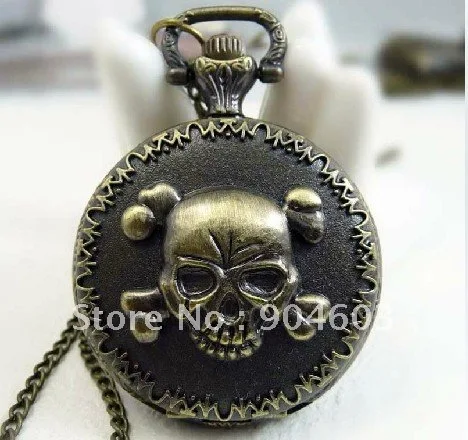 

(2209) 12pcs/lot Steampunk Antique Victorian Style Skull Pocket Watch Necklace