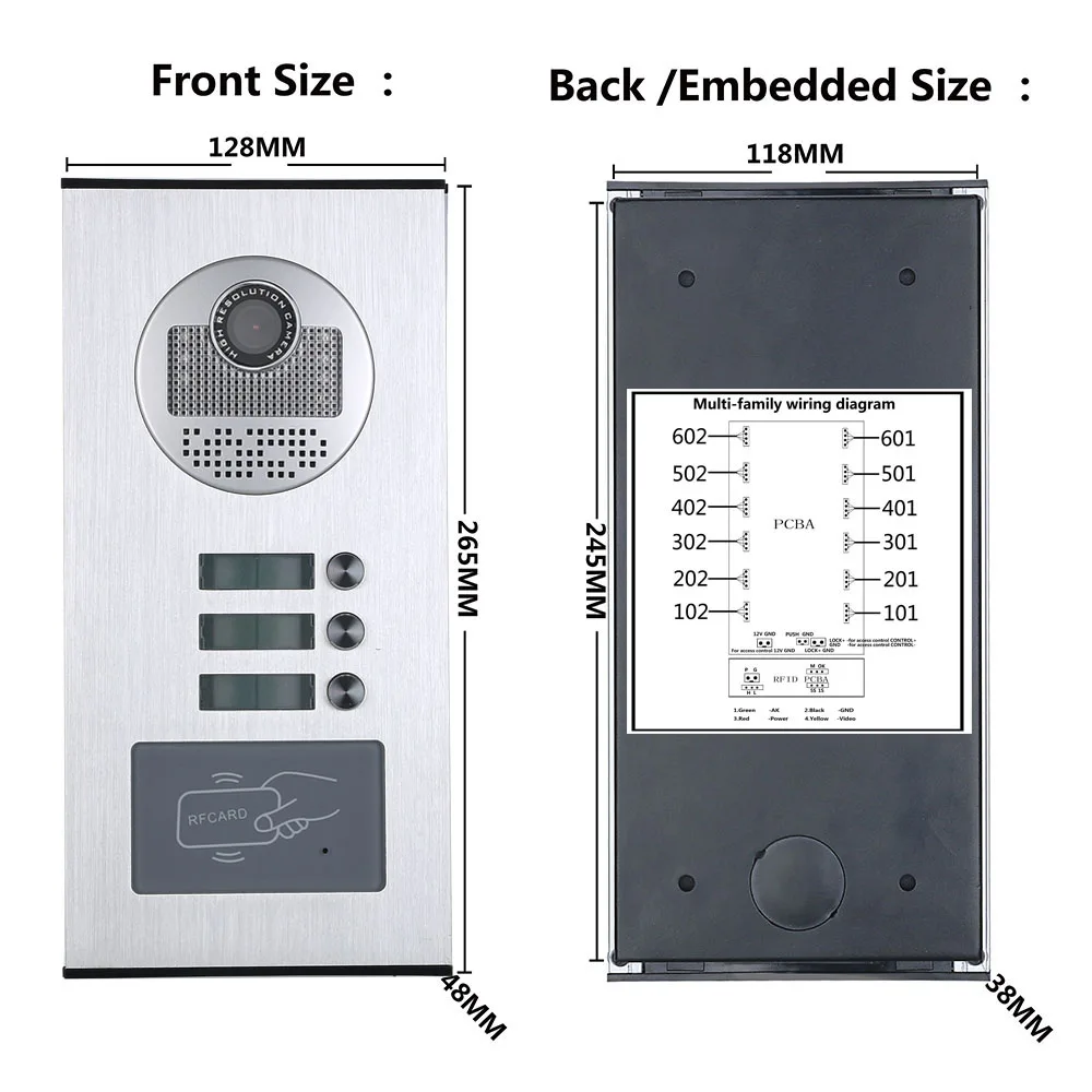 Проводная видеодомофон Системы s 3 квартиры 7 inch видео домофон Системы RFID IR-CUT HD 1000TVL дверной звонок Камера