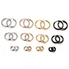 Meaeguet Trendy silver color Rose Gold Black Tone Stainless Steel Hoop Earrings Round Loop Earring For Women 25mm/20mm/11mm 4