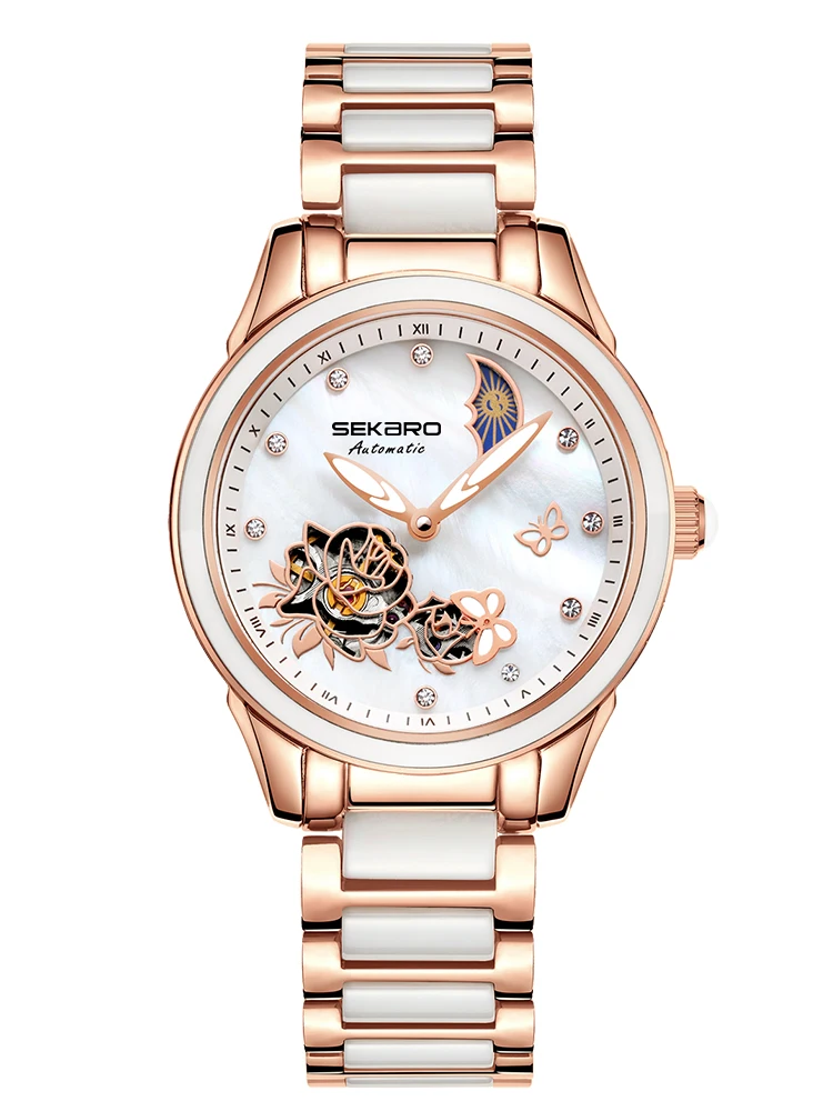 

SEKARO 2839 Switzerland watches men luxury brand hollow genuine ladies automatic mechanical watch ceramic waterproof female