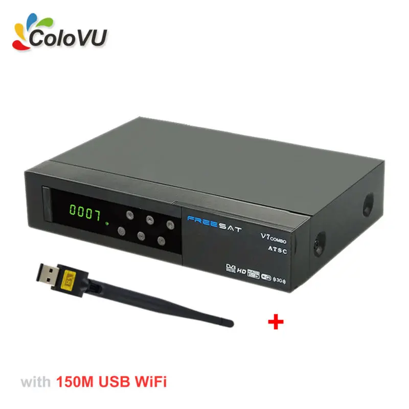ФОТО  Satelite receiver Freesat V7 ATSC Combo + USB WiFi DVB-S2  Support powervu cccam biss for Mexico Canada USA North America