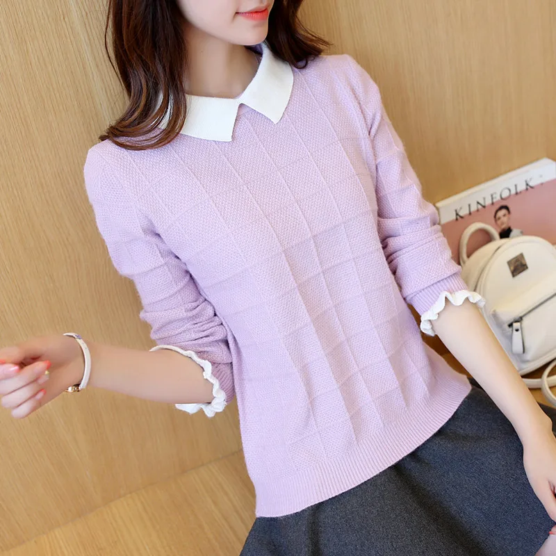 

In the autumn of 40 hot new lace cuff female head shirt white small collar sweater F1222