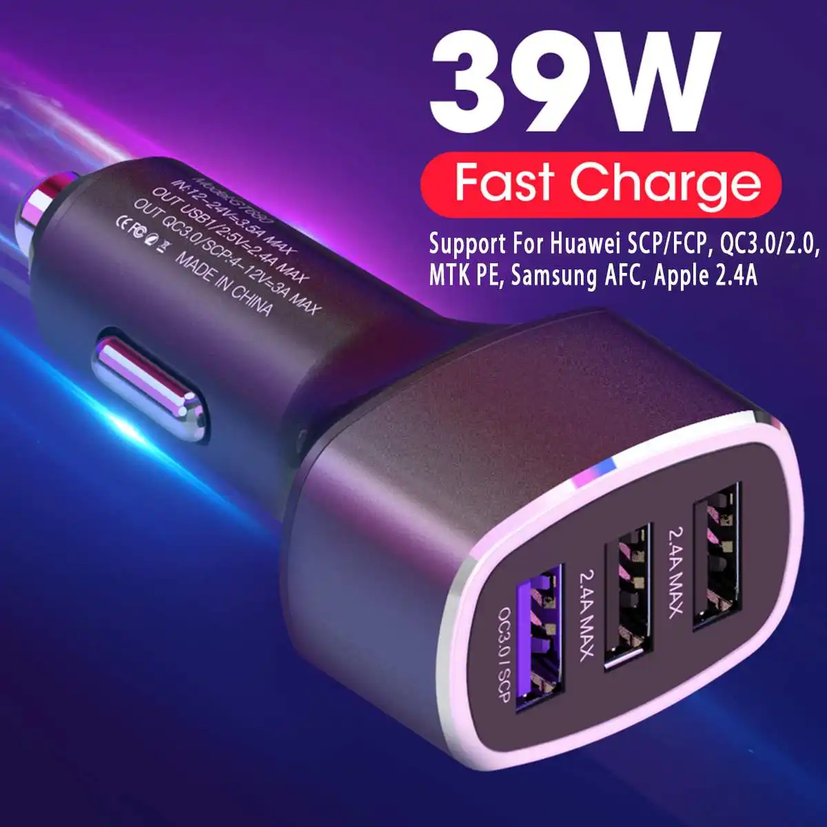 QC3 0 Super Fast Charge Dual 2 4A Car USB Charger For Huaweii Samsung 