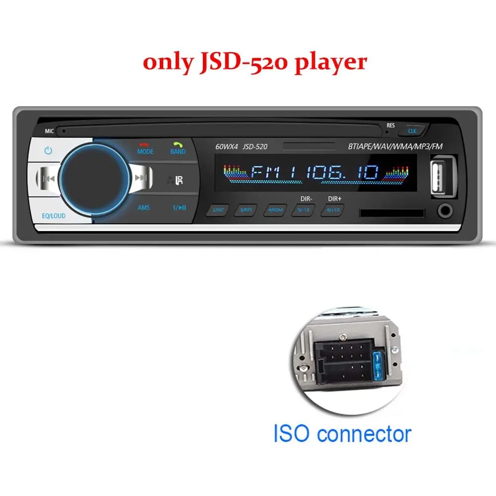 Hikity Автомагнитола 1din Bluetooth стерео MP3 плеер Coche радио FM Aux вход приемник SD USB Авто аудио стерео JSD-520 - Цвет: ISO Player