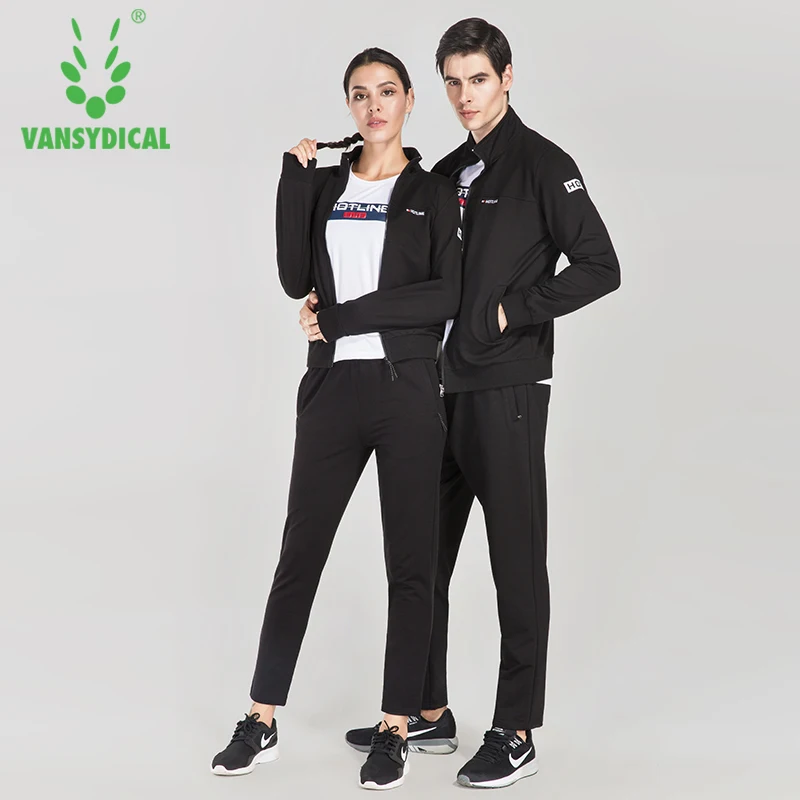 

Vansydical New Couple Sports Clothing Gym Fitness Sportswear Long Sleeve Jacket Training Running Tracksuits 3pcs set