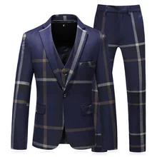 Navy Blue/Gray Mens Suits With Pants Coat Latest Designs 2019 Slim Fit Male Married Dress Men Party Clothes Business Office Suit