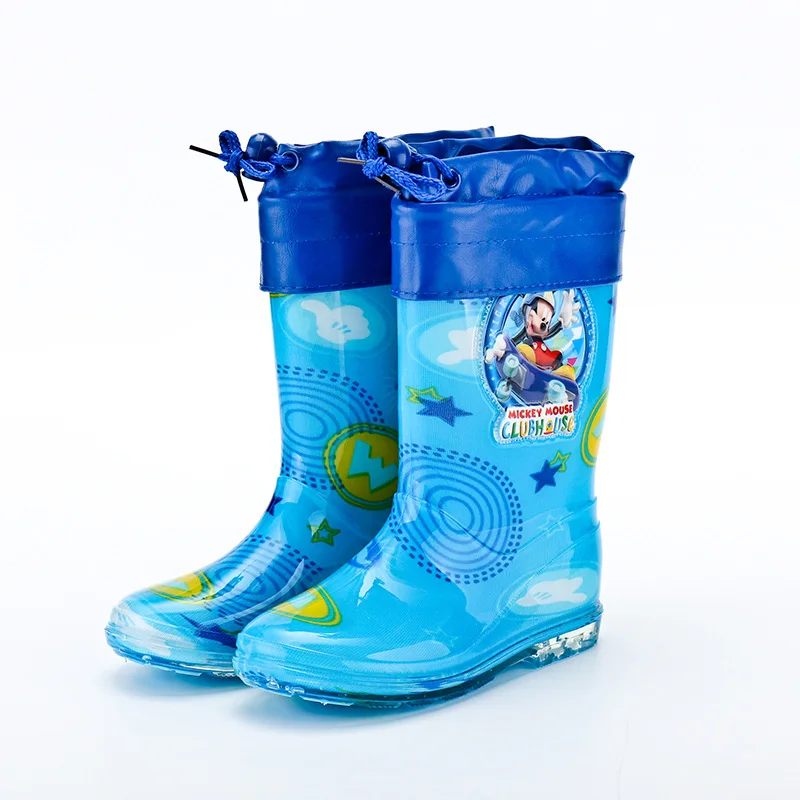 new Disney princess frozen children Plus velvet thick warm rain boots rubber shoes cartoon PVC girls water shoes size 32-38 - Цвет: C