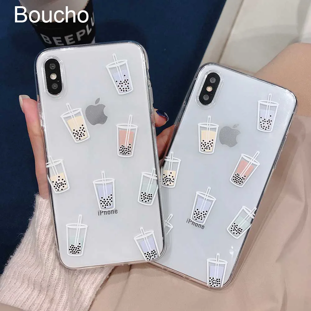 Милый жемчужный чехол для телефона с молочным чаем iPhone 11 Pro XS MAX XR X Прозрачный SE 6 6S