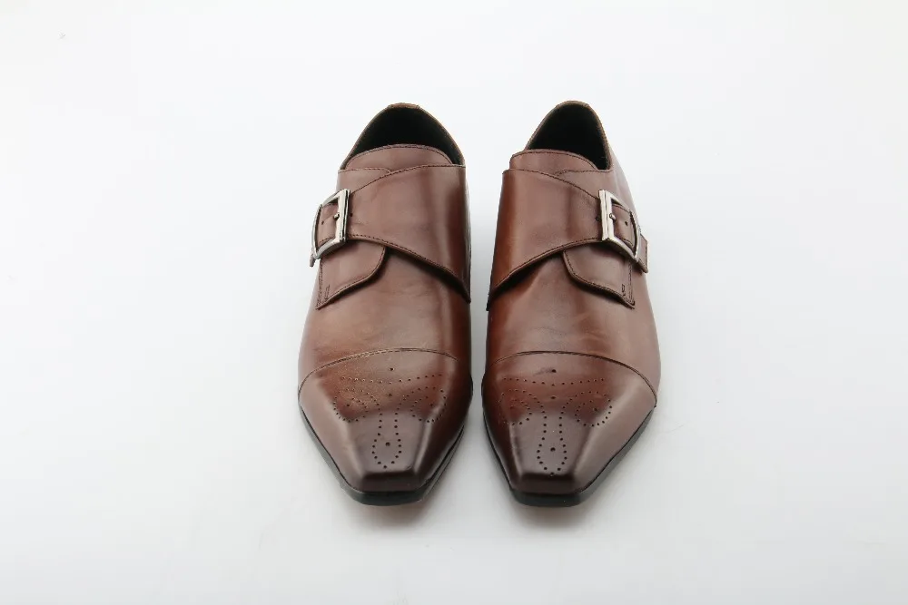 Negocios Choo Toe Square Calzado De Picture Oficina as Monje Hombre Eunice As Cuero Correa Zapatos Negro Brogue Hebilla Picture Marrón z4xFw