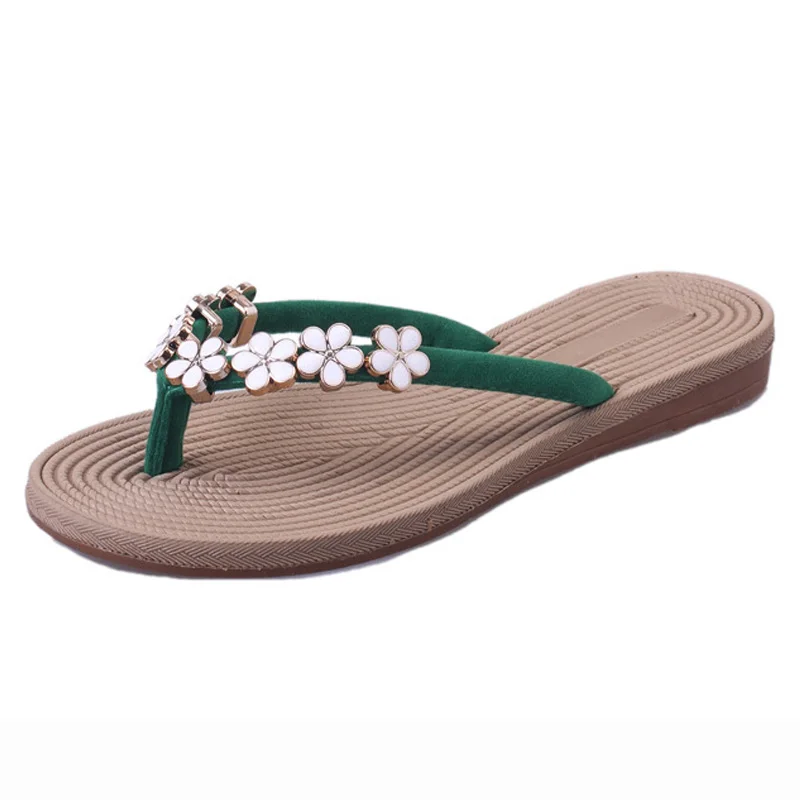 

Fashion Women Sandals Beach Shoes Women Shoes Flat Sandals Metal Flower Flip Flops Women Slippers Comfort Female Shoes Sandalias