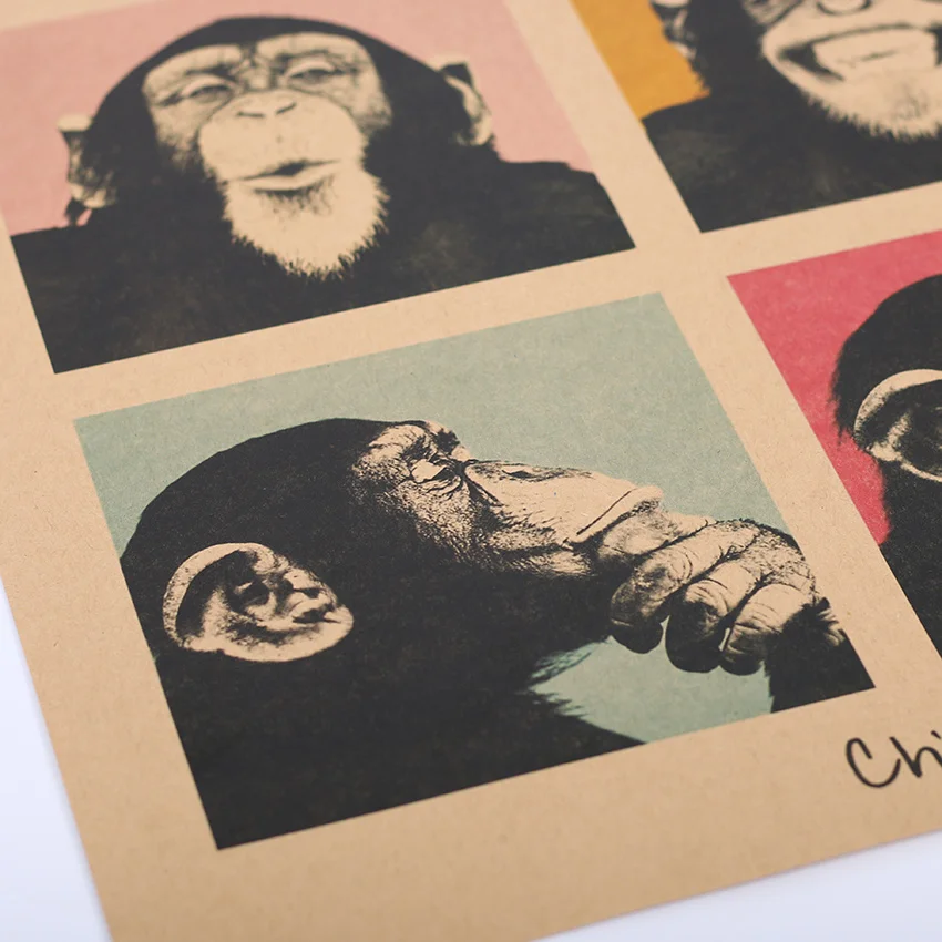 Vintage Retro Orangutans Poster Home Room Decor Kraft Paper Poster Adornment