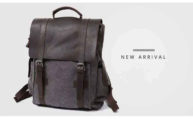 Винтажный холщовый рюкзак из натуральной кожи, мужской Школьный рюкзак, износостойкий рюкзак для путешествий, 15,6 дюймов, рюкзаки для ноутбуков, женские
