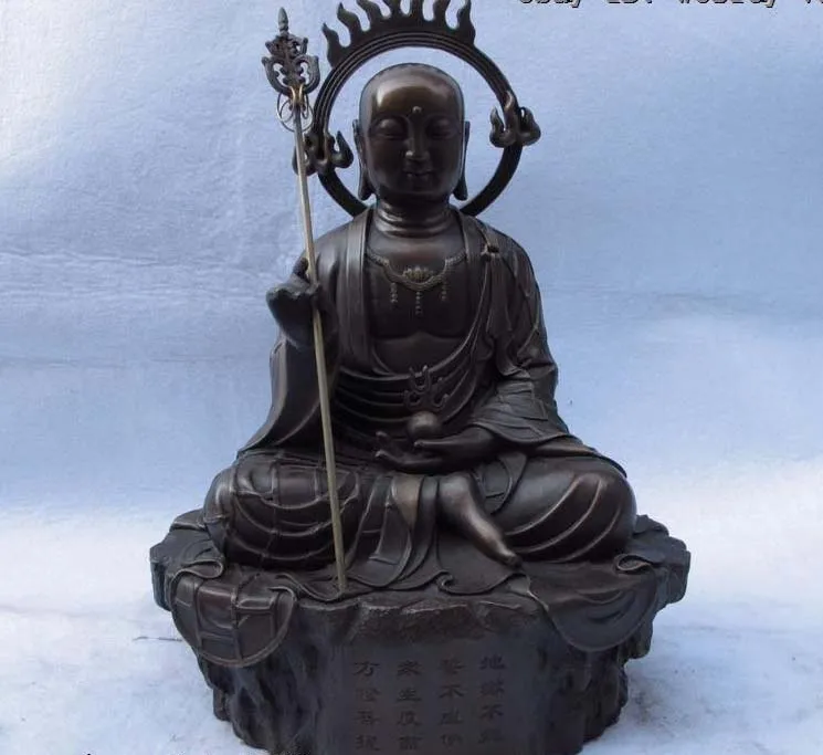 

12 Chinese Buddhism Temple Refined Copper Bronze Jizo Rohan Monk Buddha Statue