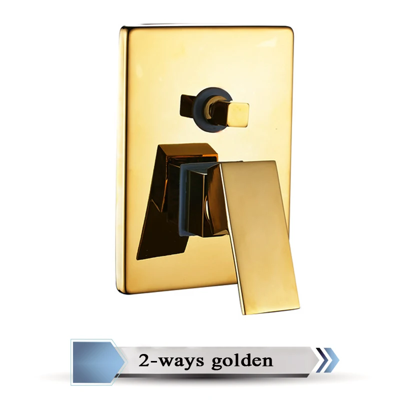 Твердый латунный смеситель для душа, регулирующий клапан, кран, картридж, скрытый душевой вентиль кранов, душевой клапан управления - Цвет: Golden 2-way