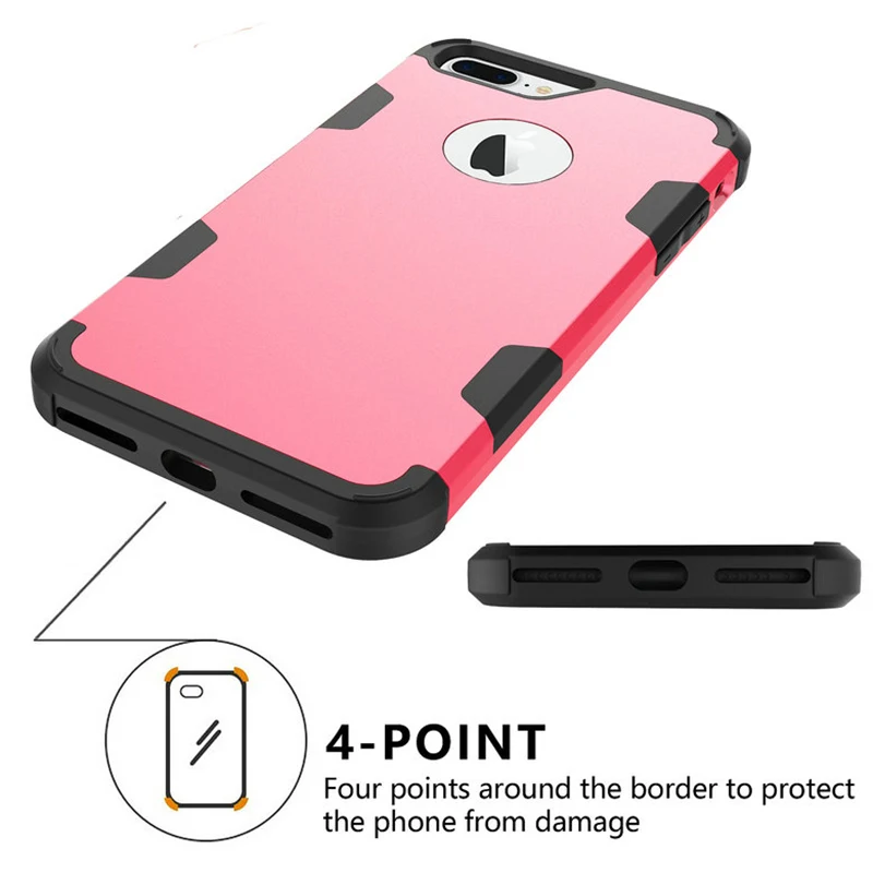 Luxury Shockproof  Full Protect Cover Hybrid TPU+ Rubber Hard Rugged Armor Rose Gold Phone Case For iPhoneXR  iPhone7 iPhone8Plus iPhoneX