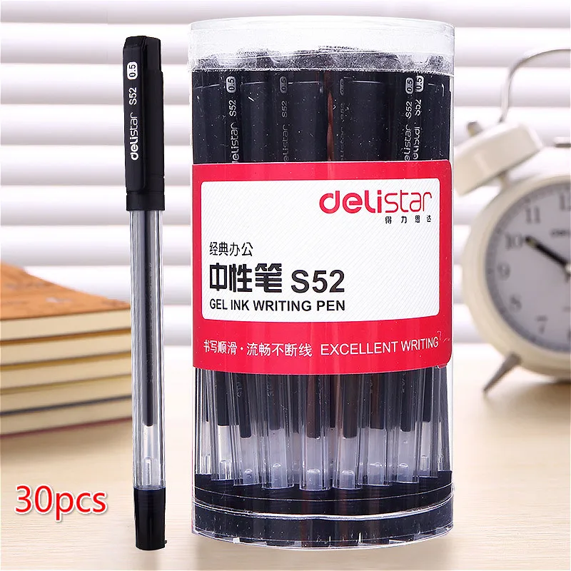 

Deli Gel Pen Student Papelaria 0.5mm Black Refill Carbon 30pcs 0.5mm Gel Pen Office Business Signature Gel Pen Material Escolar