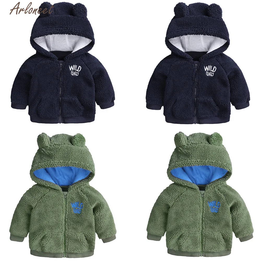 ARLONEET/одежда для малышей; сезон осень-зима; пальто с капюшоном с рисунком медведя для новорожденных; детская теплая верхняя одежда; куртка; хлопковая зимняя одежда